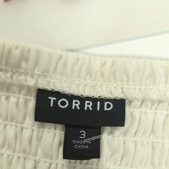 30082 Torrid Floral Smock Midi Dress White size 3X bohemian cottagecore peasant - Picture 8 of 10